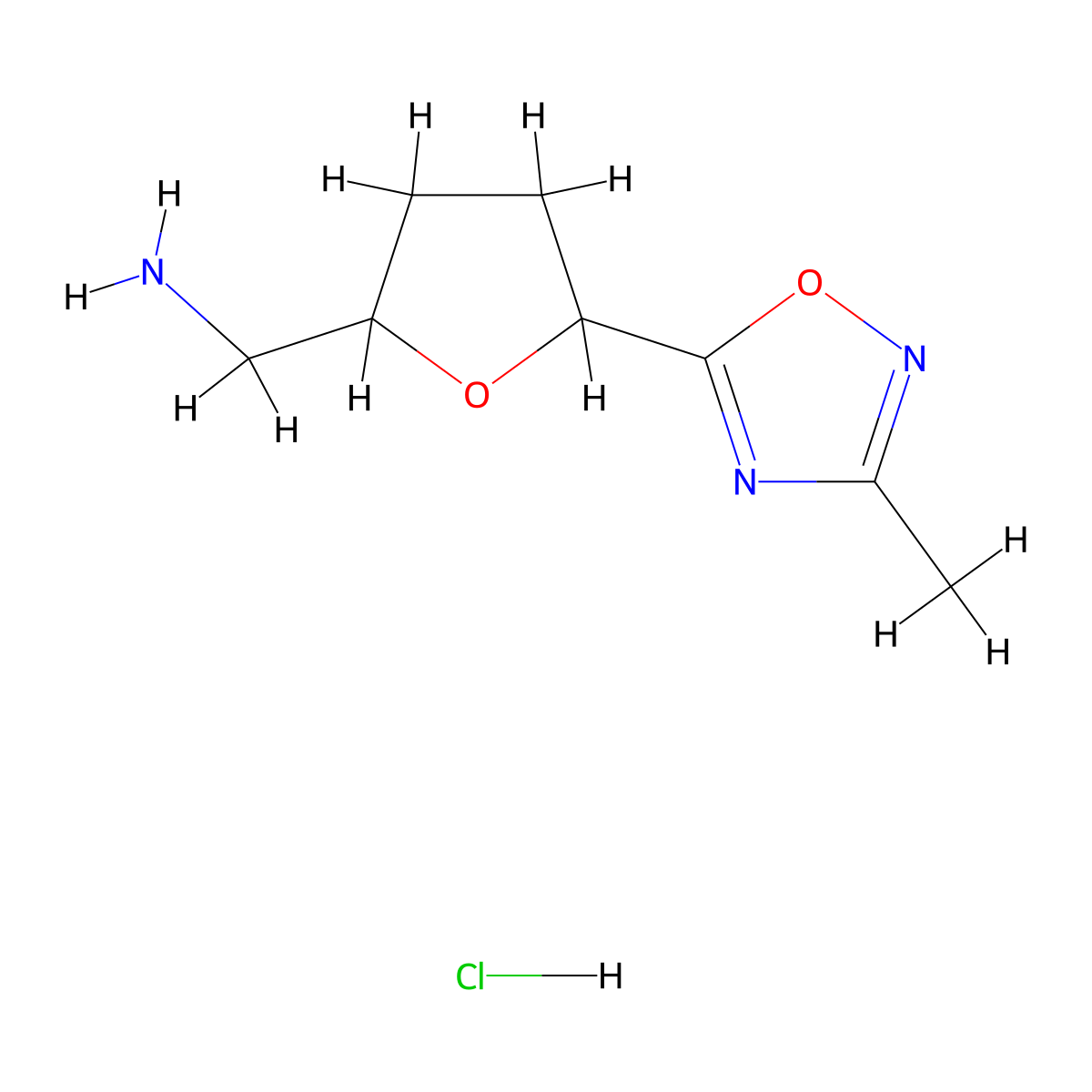 [5-(3-Methyl-1,2,4-oxadiazol-5-yl)oxolan-2-yl]methanamine hydrochloride molecular structure, CAS 1955514-51-8