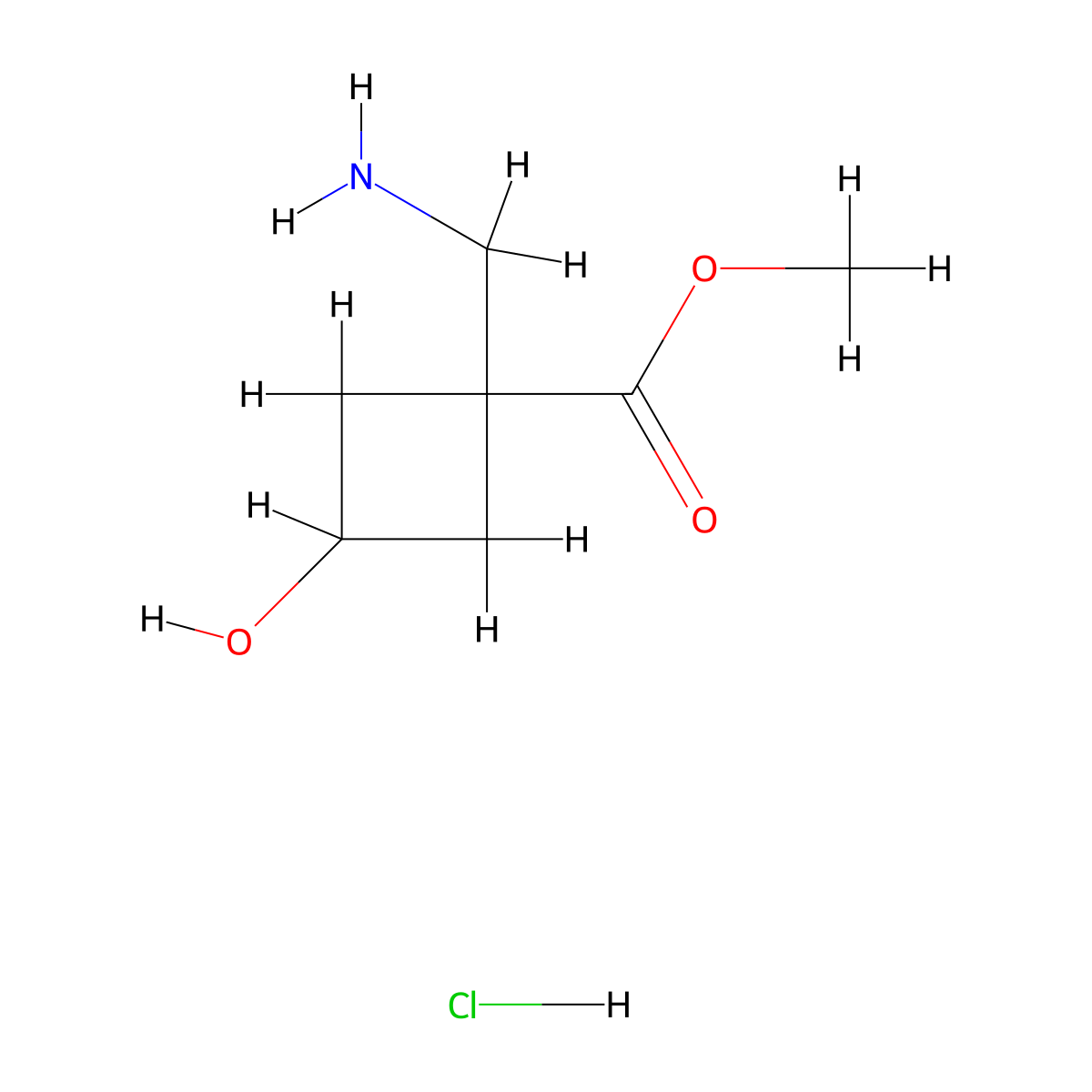 Methyl 1-(aminomethyl)-3-hydroxycyclobutane-1-carboxylate hydrochloride molecular structure, CAS 1955514-52-9