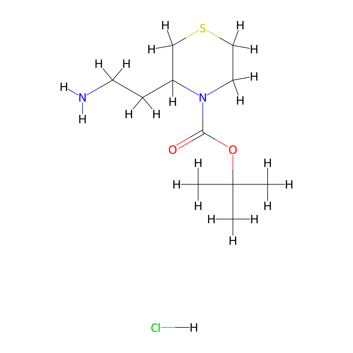 tert-Butyl 3-(2-aminoethyl)thiomorpholine-4-carboxylate hydrochloride molecular structure, CAS 1955514-58-5