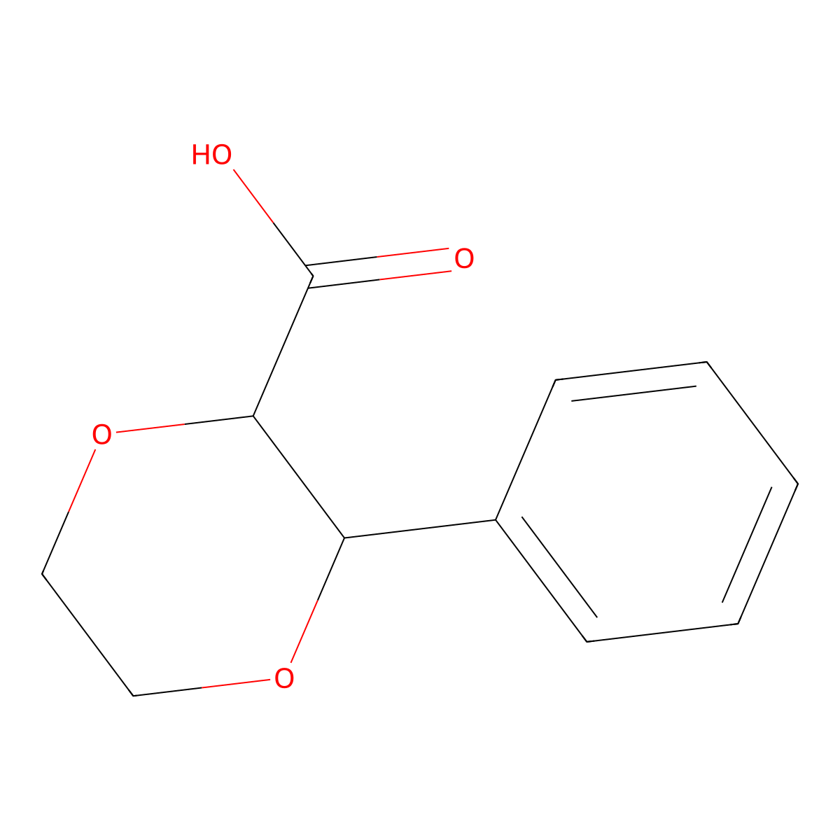 rac-(2R,3R)-3-phenyl-1,4-dioxane-2-carboxylic acid molecular structure, CAS 1955514-59-6