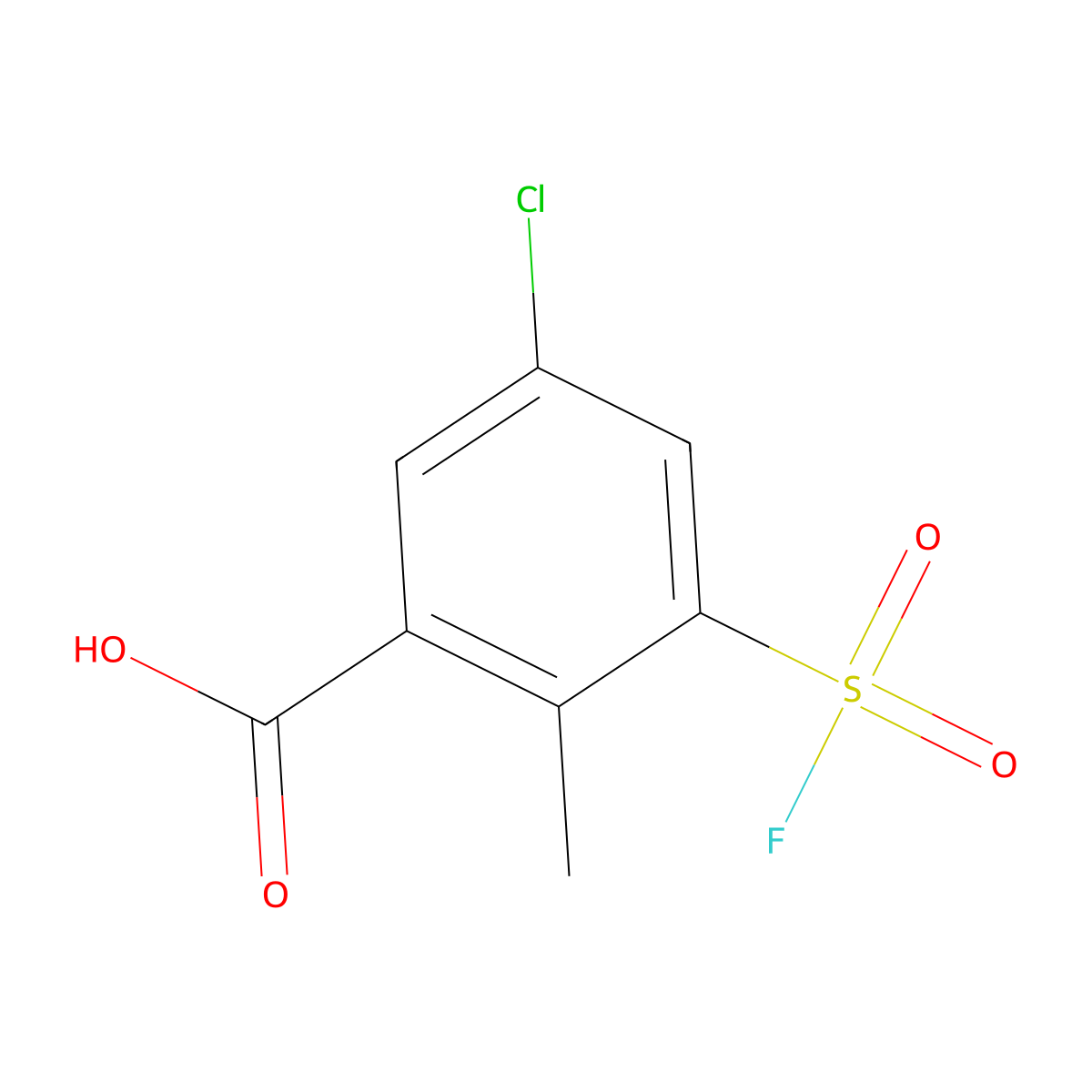 5-Chloro-3-(fluorosulfonyl)-2-methylbenzoic acid molecular structure, CAS 1955514-73-4