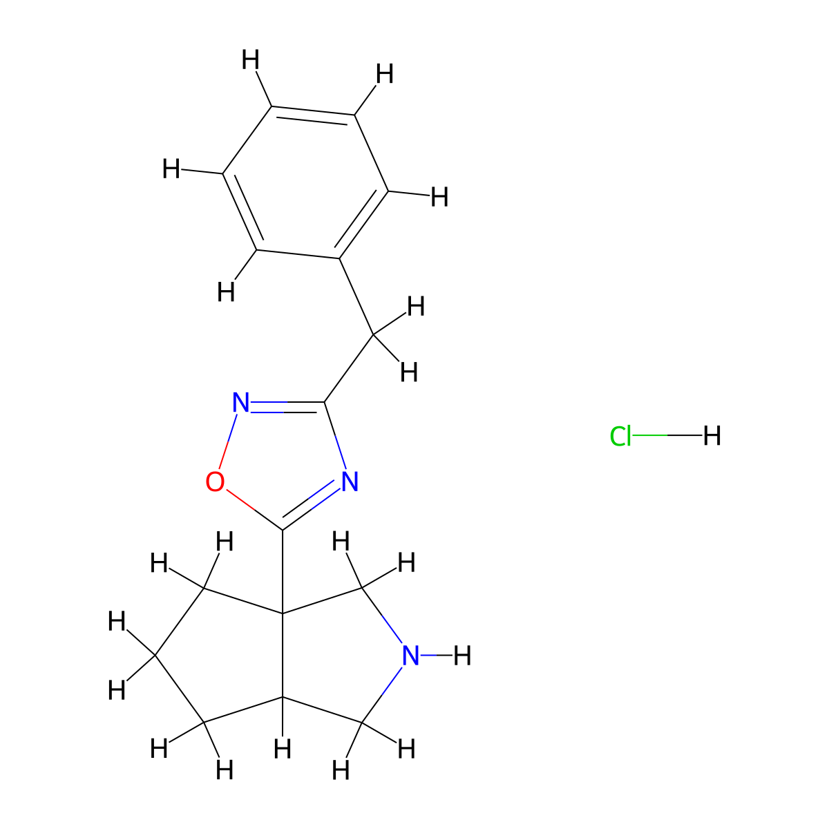 3-Benzyl-5-{octahydrocyclopenta[c]pyrrol-3a-yl}-1,2,4-oxadiazole hydrochloride molecular structure, CAS 1955514-78-9