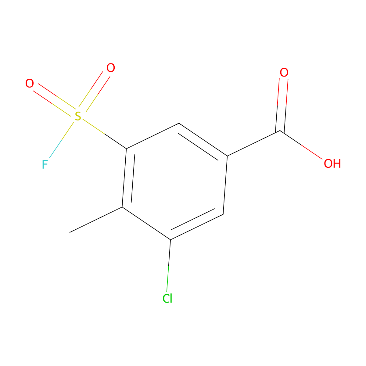 3-Chloro-5-(fluorosulfonyl)-4-methylbenzoic acid molecular structure, CAS 1955514-83-6