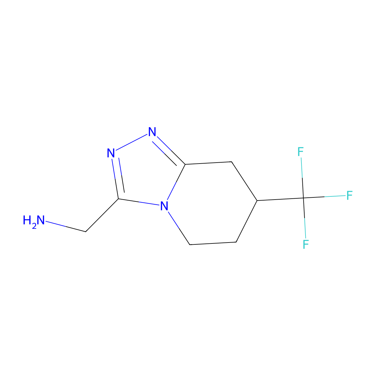 (7-(Trifluoromethyl)-5,6,7,8-tetrahydro-[1,2,4]triazolo[4,3-a]pyridin-3-yl)methanamine molecular structure, CAS 1955514-86-9