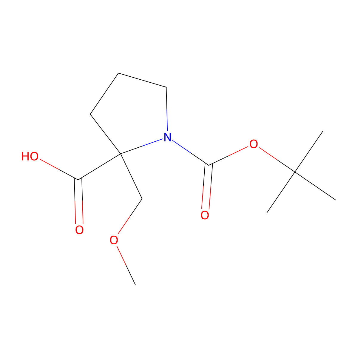 1-((Tert-butoxy)carbonyl)-2-(methoxymethyl)pyrrolidine-2-carboxylic acid molecular structure, CAS 1955514-97-2