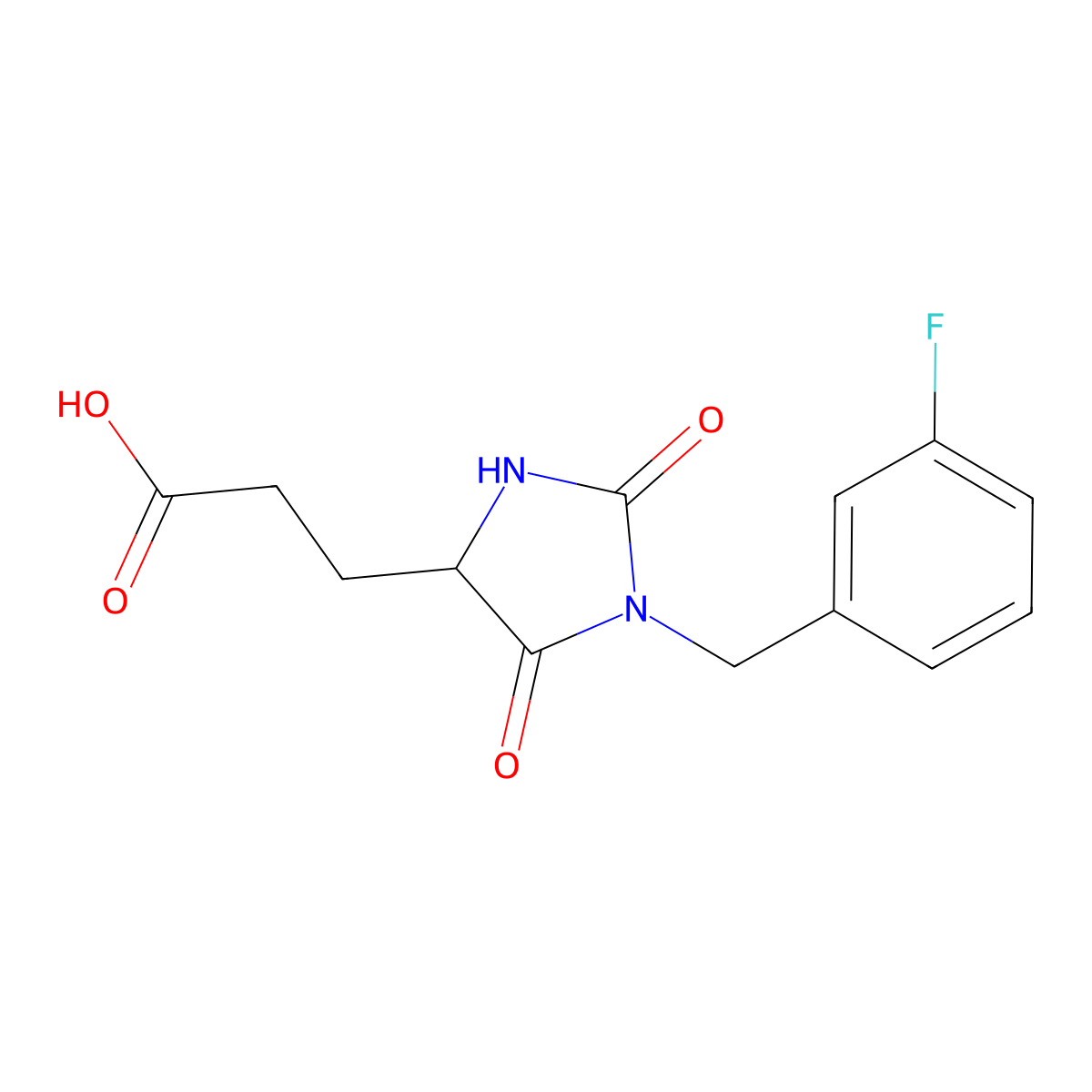 3-{1-[(3-Fluorophenyl)methyl]-2,5-dioxoimidazolidin-4-yl}propanoic acid molecular structure, CAS 1955515-02-2