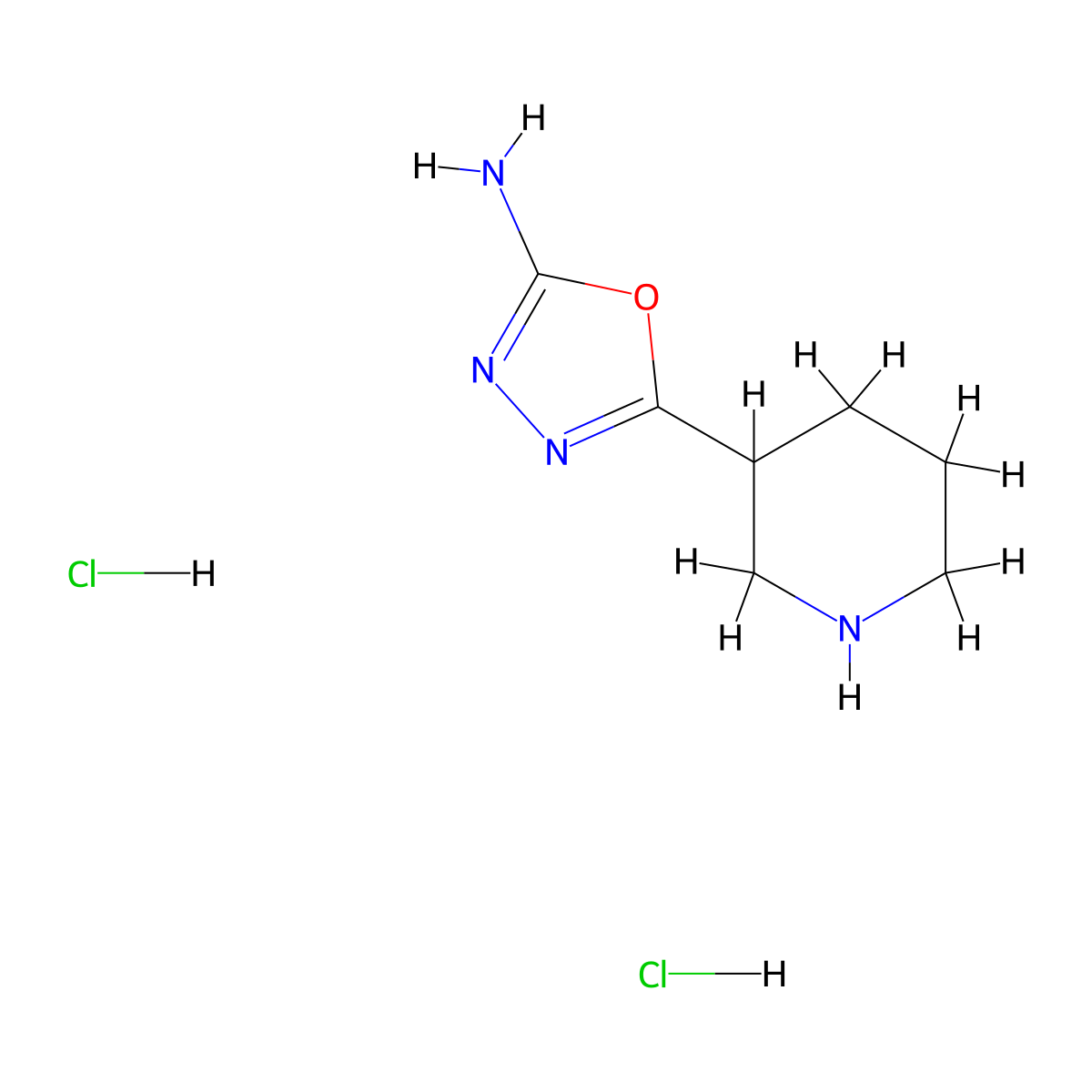 5-(Piperidin-3-yl)-1,3,4-oxadiazol-2-amine dihydrochloride molecular structure, CAS 1955515-13-5