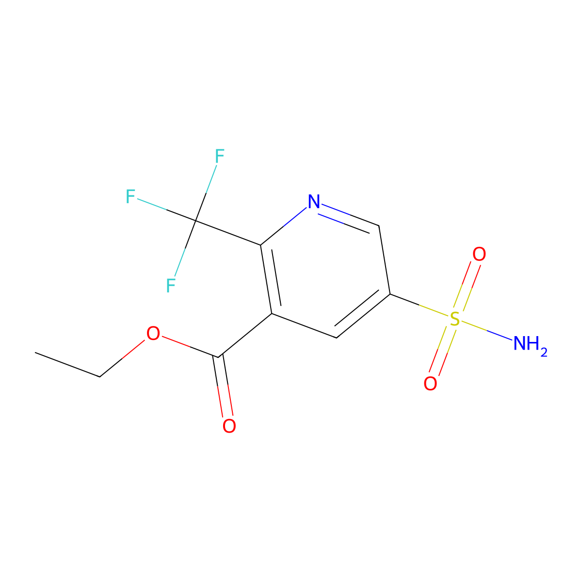 Ethyl 5-sulfamoyl-2-(trifluoromethyl)pyridine-3-carboxylate molecular structure, CAS 1955515-17-9