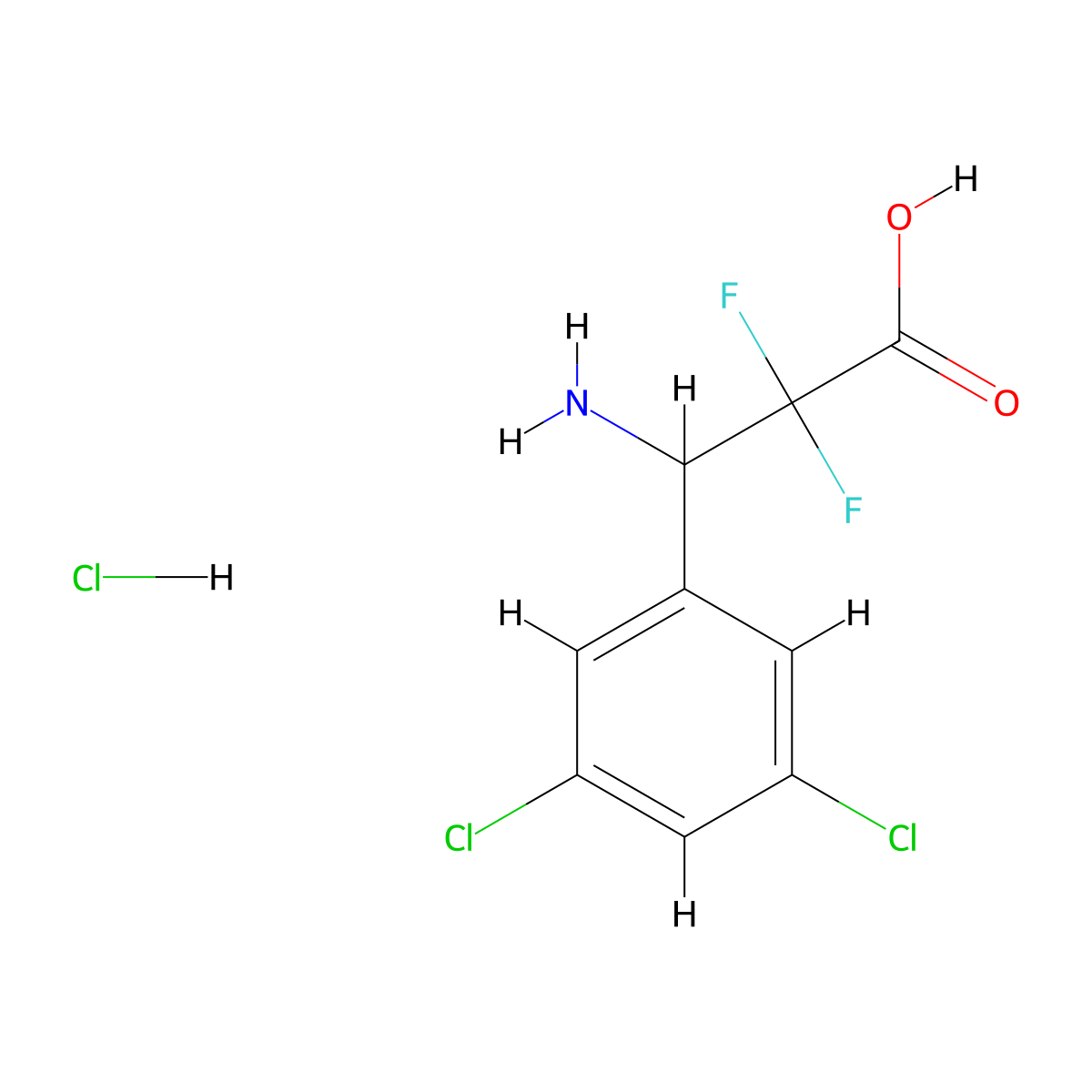 3-Amino-3-(3,5-dichlorophenyl)-2,2-difluoropropanoic acid hydrochloride molecular structure, CAS 1955515-25-9