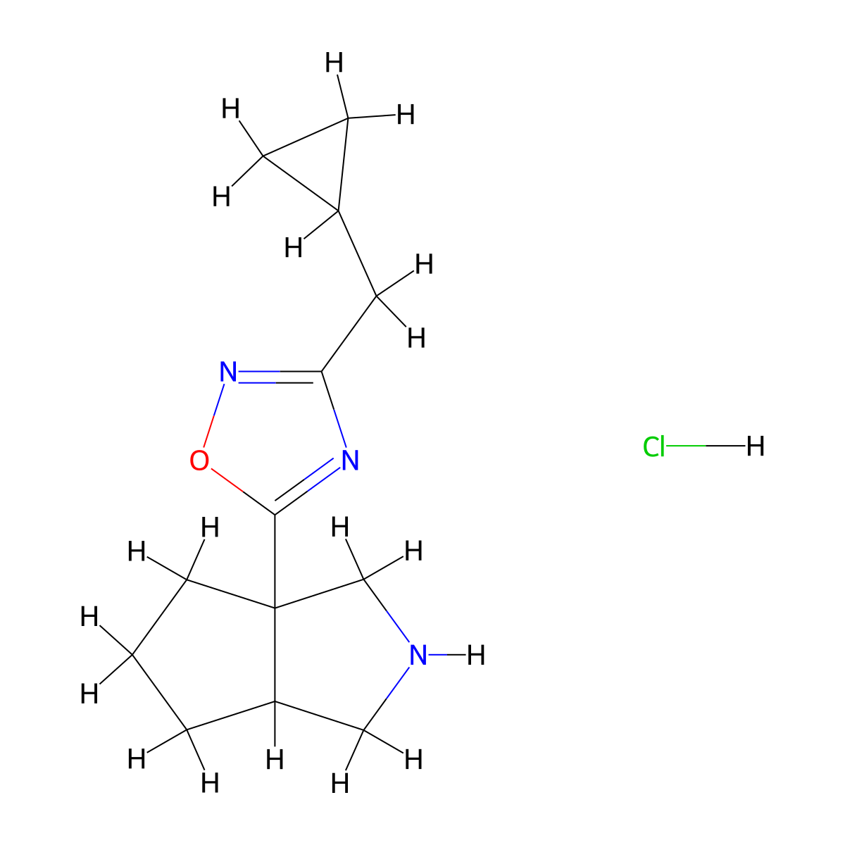 3-(Cyclopropylmethyl)-5-{octahydrocyclopenta[c]pyrrol-3a-yl}-1,2,4-oxadiazole hydrochloride molecular structure, CAS 1955515-56-6