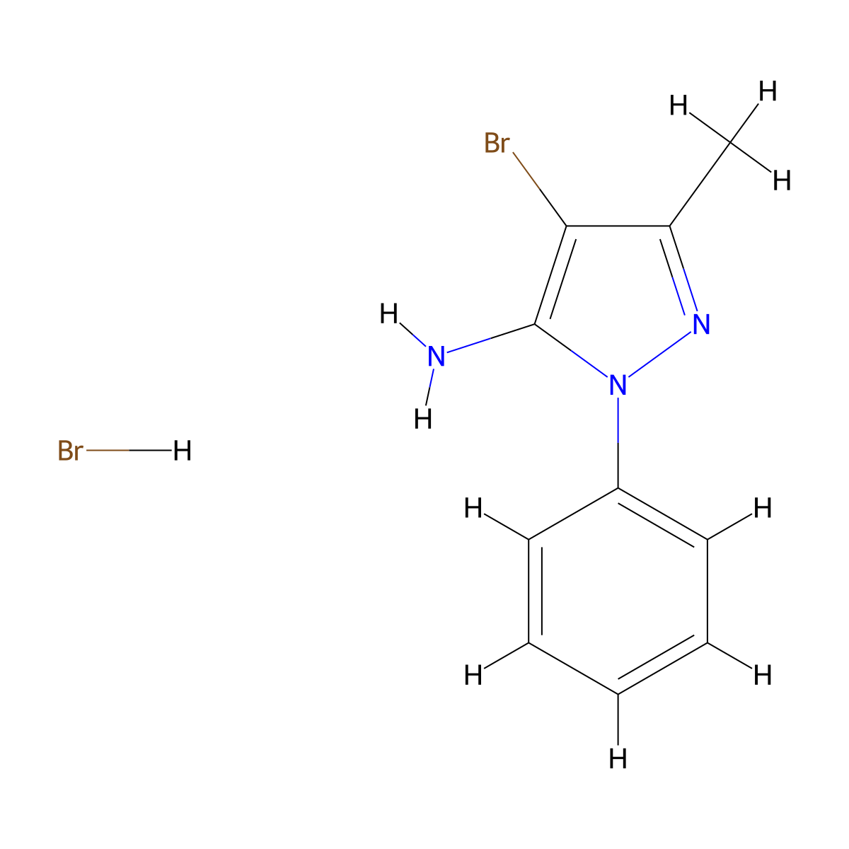 4-bromo-3-methyl-1-phenyl-1H-pyrazol-5-amine hydrobromide molecular structure, CAS 1955515-61-3