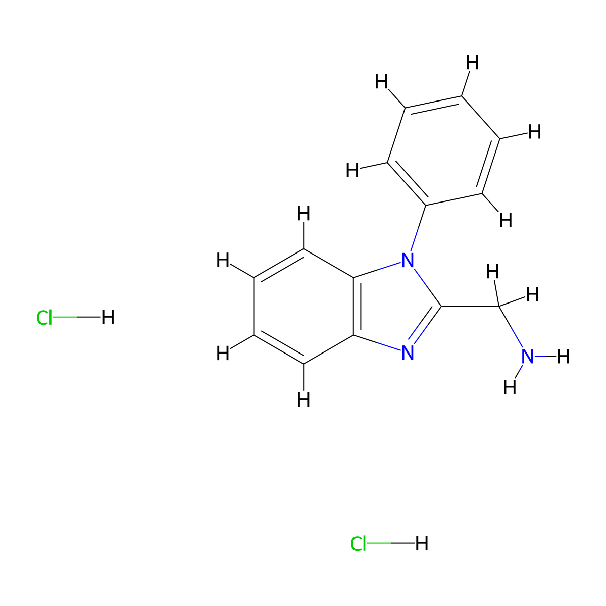 2-Aminomethyl-1-phenyl-1H-benzoimidazole dihydrochloride molecular structure, CAS 1955515-70-4