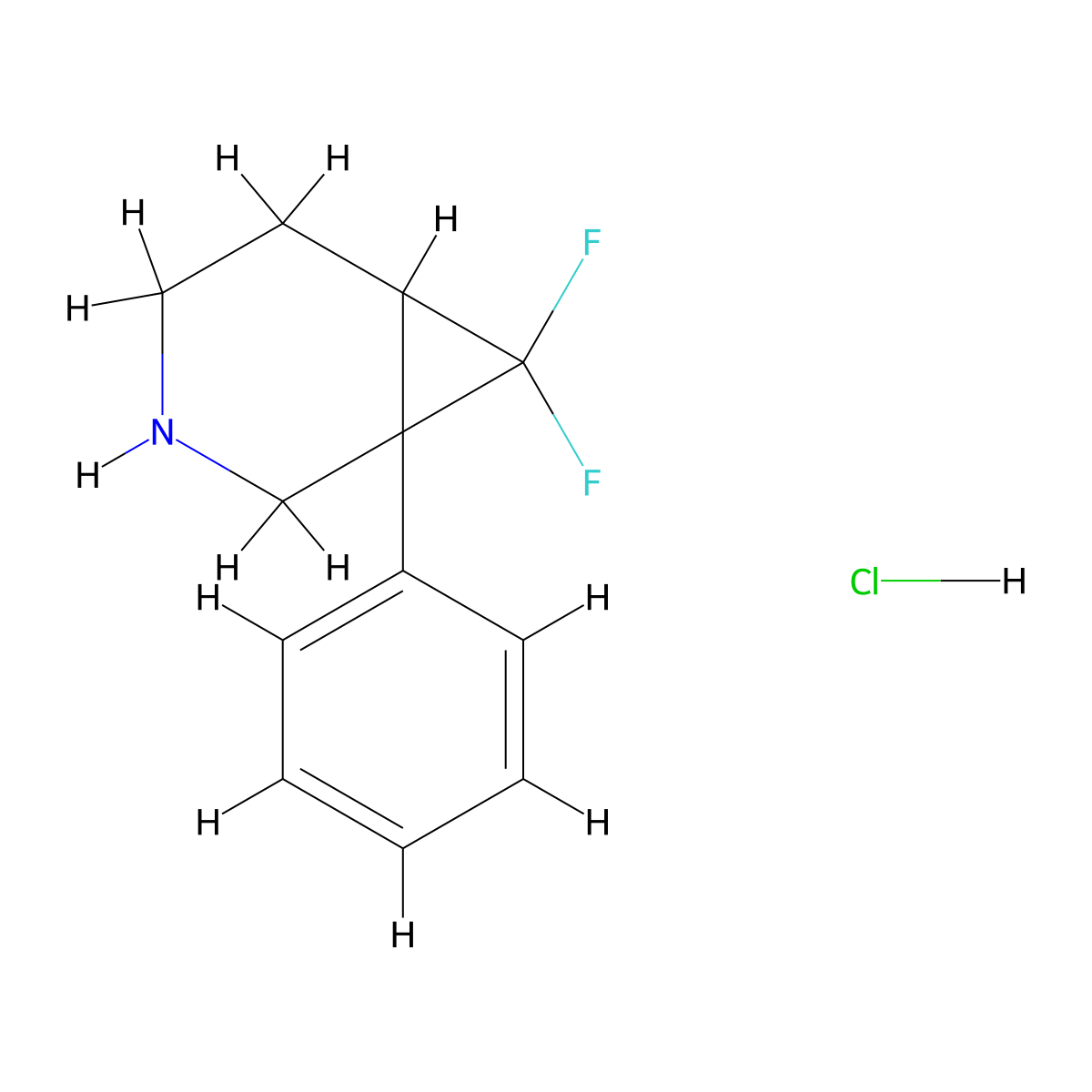 7,7-Difluoro-1-phenyl-3-azabicyclo[4.1.0]heptane hydrochloride molecular structure, CAS 1955515-73-7