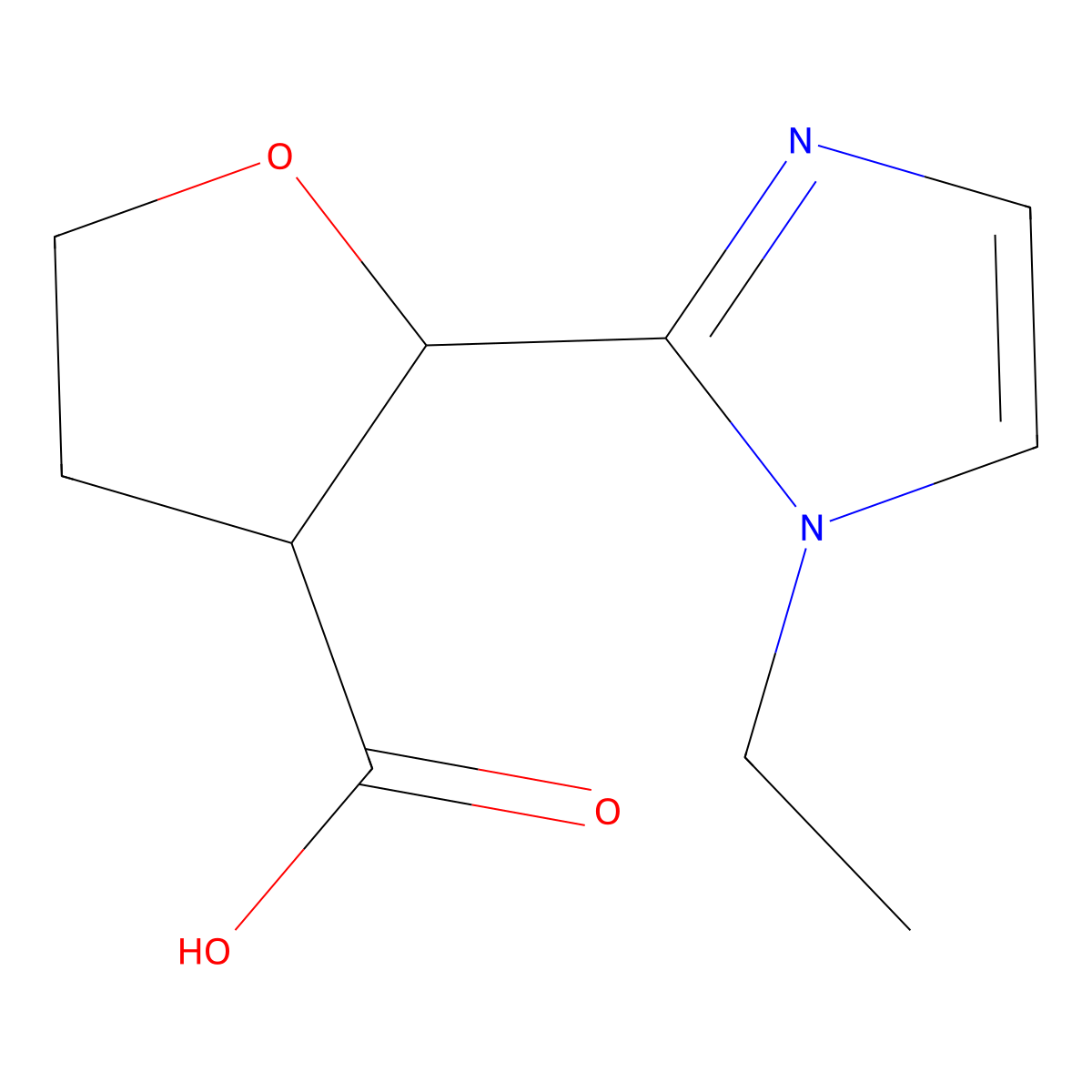 2-(1-Ethyl-1H-imidazol-2-yl)oxolane-3-carboxylic acid molecular structure, CAS 1955516-02-5