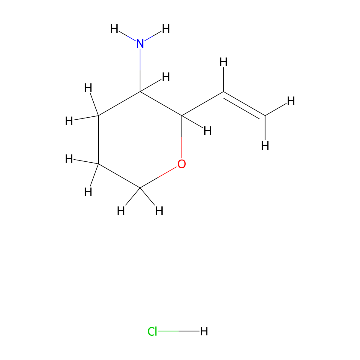 2-Ethenyloxan-3-amine hydrochloride molecular structure, CAS 1955516-24-1