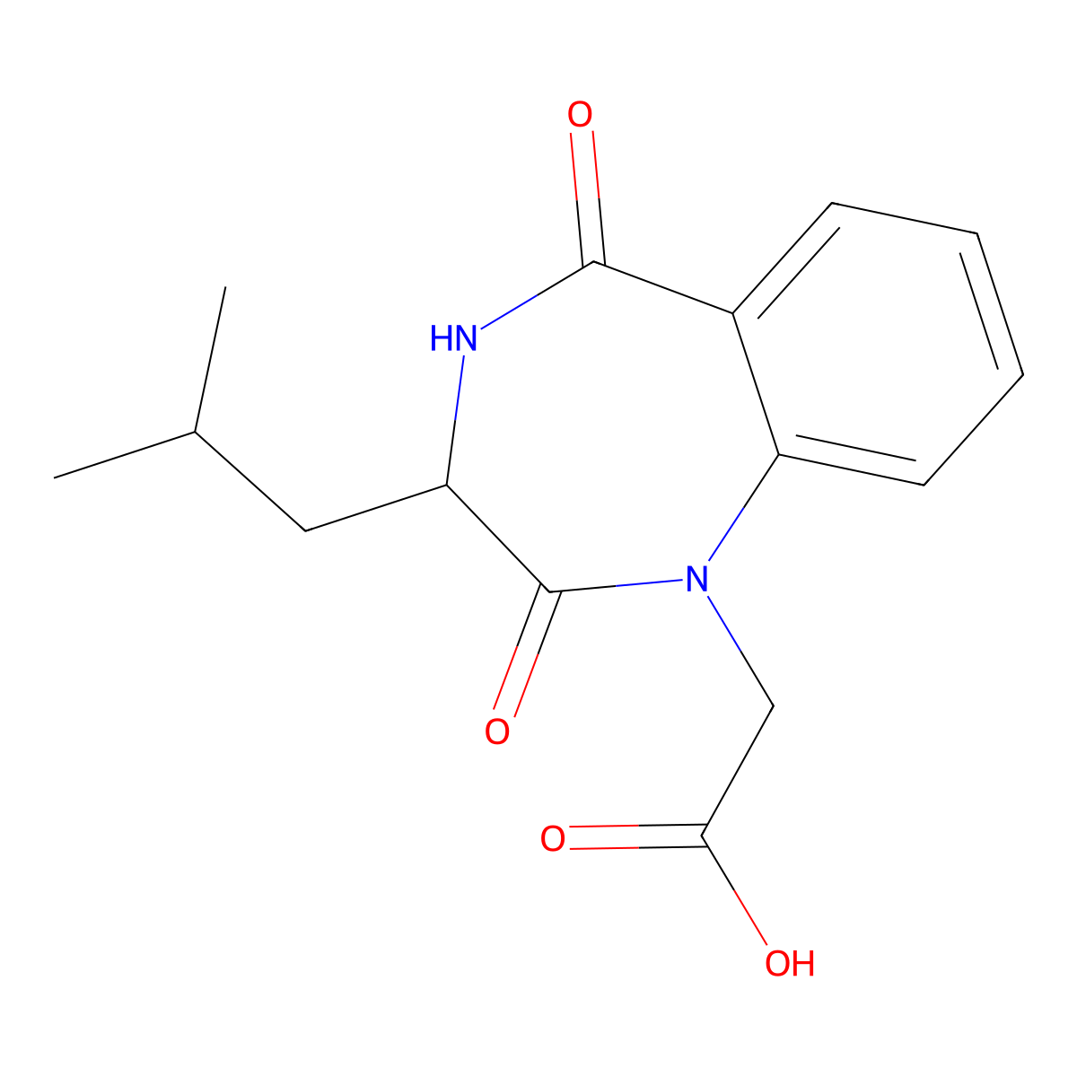 2-[3-(2-methylpropyl)-2,5-dioxo-2,3,4,5-tetrahydro-1H-1,4-benzodiazepin-1-yl]acetic acid molecular structure, CAS 1955516-26-3
