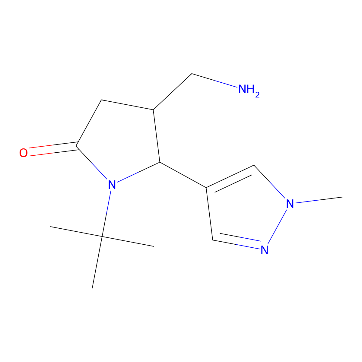 4-(aminomethyl)-1-tert-butyl-5-(1-methyl-1H-pyrazol-4-yl)pyrrolidin-2-one molecular structure, CAS 1955519-31-9