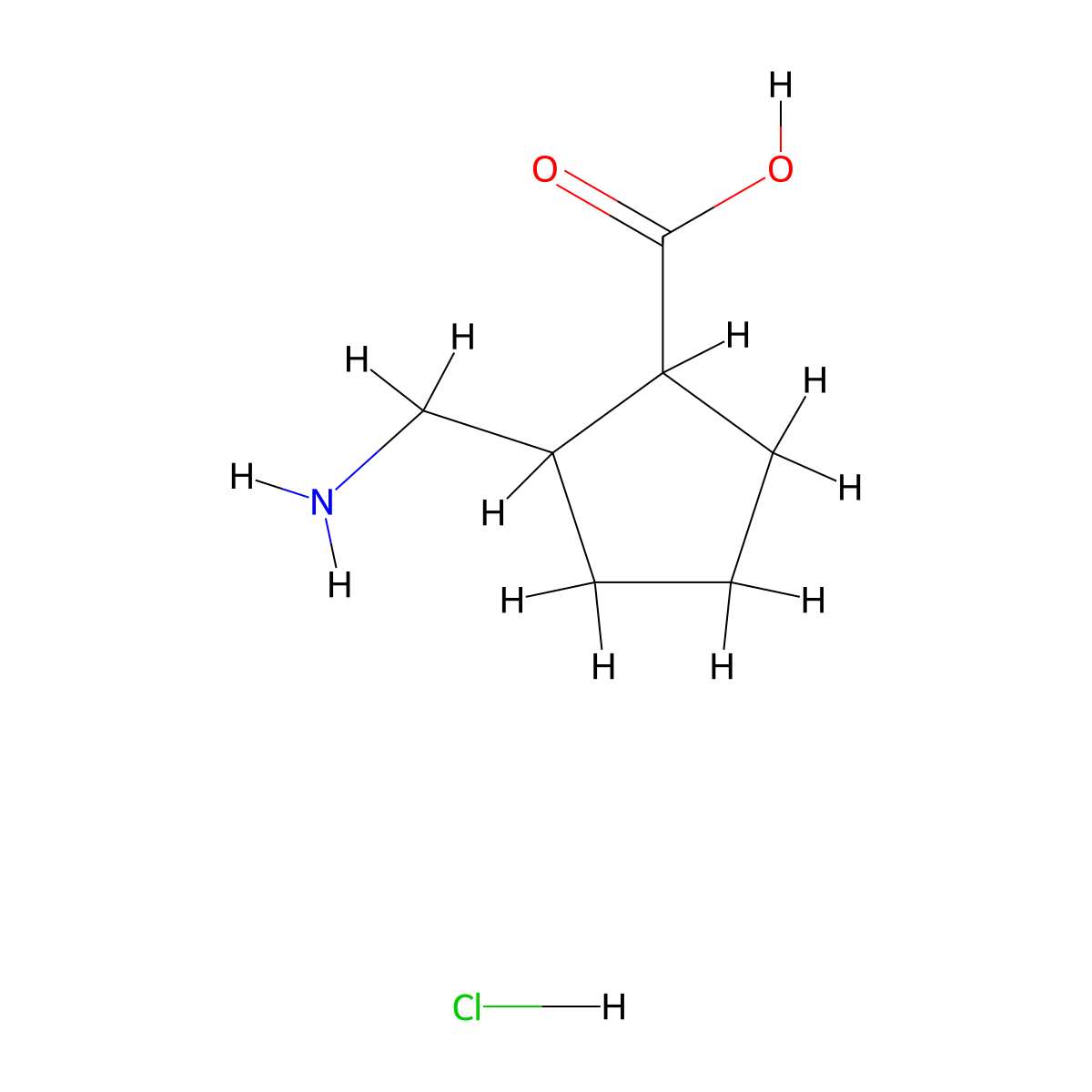 2-(Aminomethyl)cyclopentane-1-carboxylic acid hydrochloride molecular structure, CAS 1955519-38-6