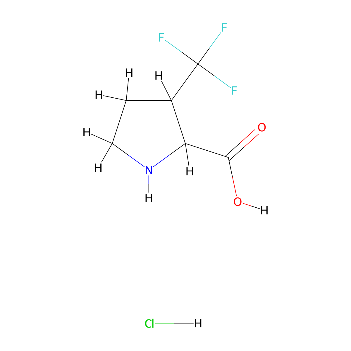 3-(Trifluoromethyl)pyrrolidine-2-carboxylic acid hydrochloride molecular structure, CAS 1955519-43-3