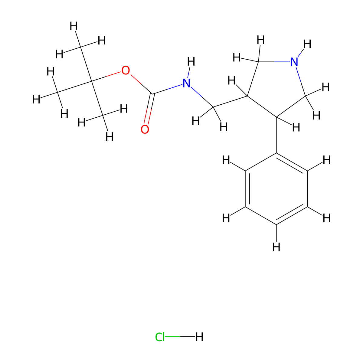 tert-butyl N-[(4-phenylpyrrolidin-3-yl)methyl]carbamate hydrochloride molecular structure, CAS 1955519-49-9