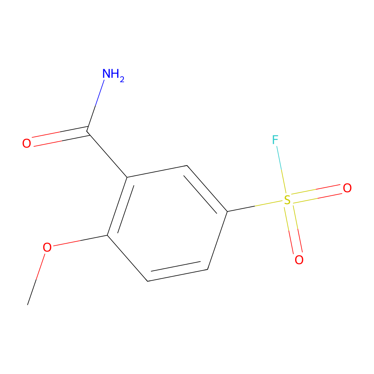 3-Carbamoyl-4-methoxybenzene-1-sulfonyl fluoride molecular structure, CAS 1955519-52-4