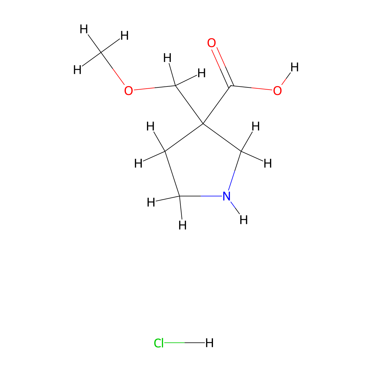 3-(Methoxymethyl)pyrrolidine-3-carboxylic acid hydrochloride molecular structure, CAS 1955519-68-2