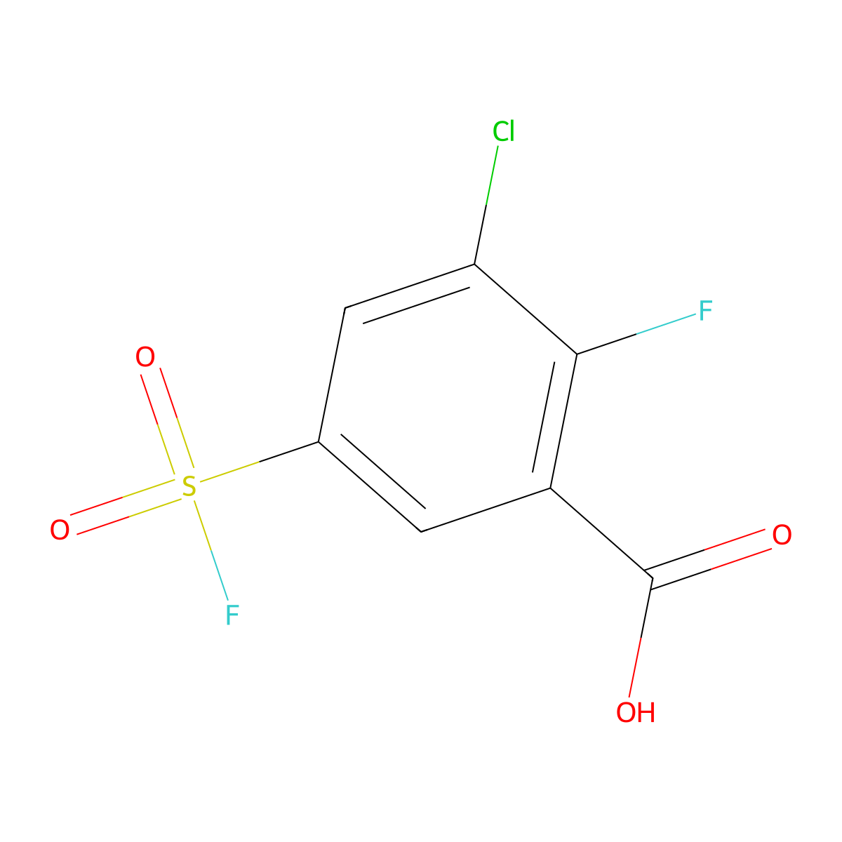 3-Chloro-2-fluoro-5-(fluorosulfonyl)benzoic acid molecular structure, CAS 1955519-74-0