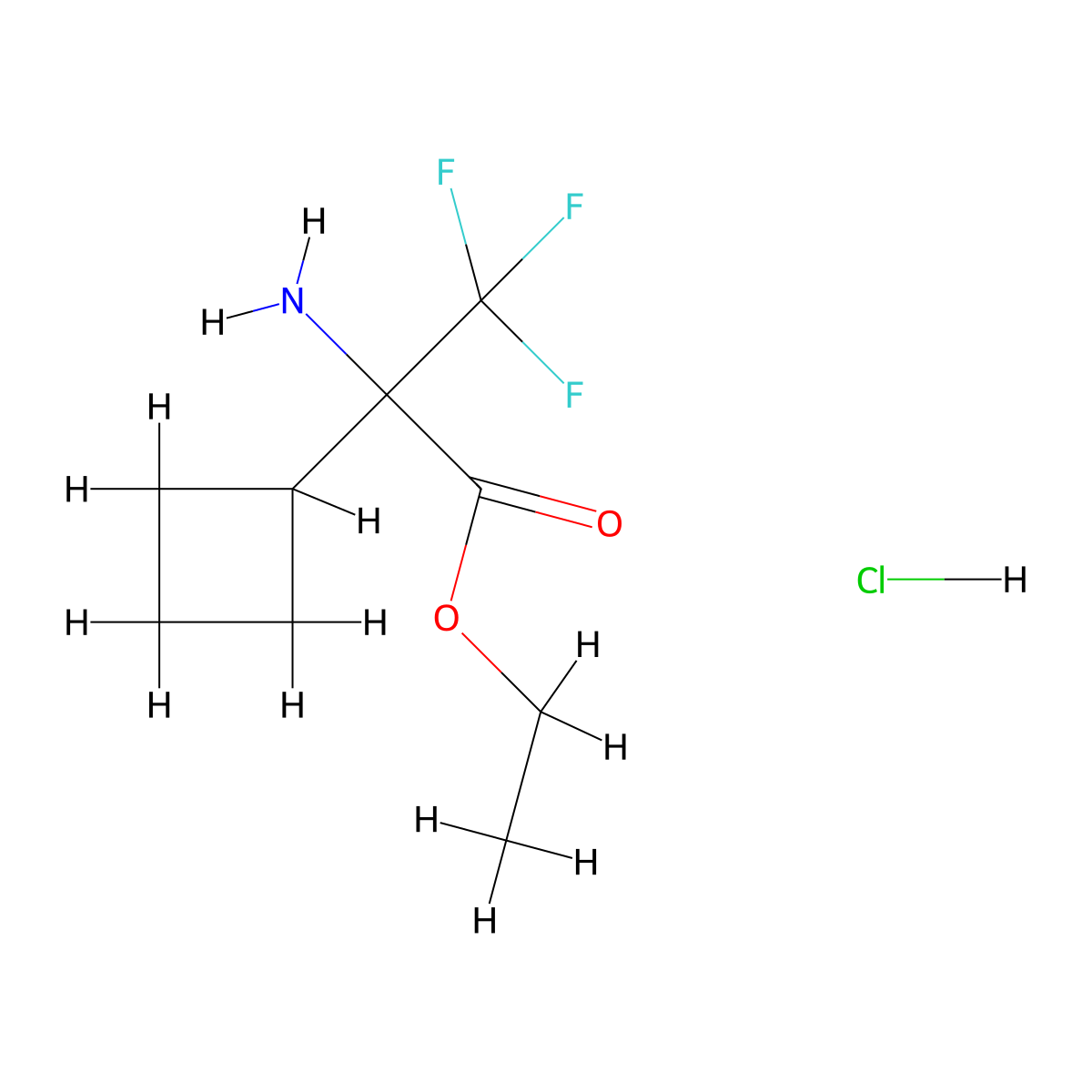 Ethyl 2-amino-2-cyclobutyl-3,3,3-trifluoropropanoate hydrochloride molecular structure, CAS 1955519-95-5