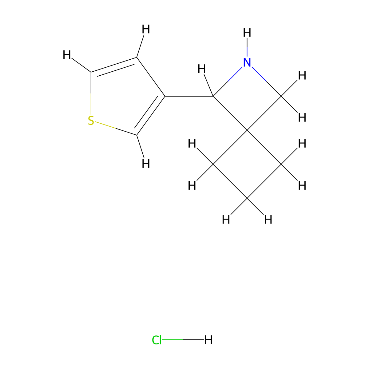 1-(Thiophen-3-yl)-2-azaspiro[3.3]heptane hydrochloride molecular structure, CAS 1955519-96-6