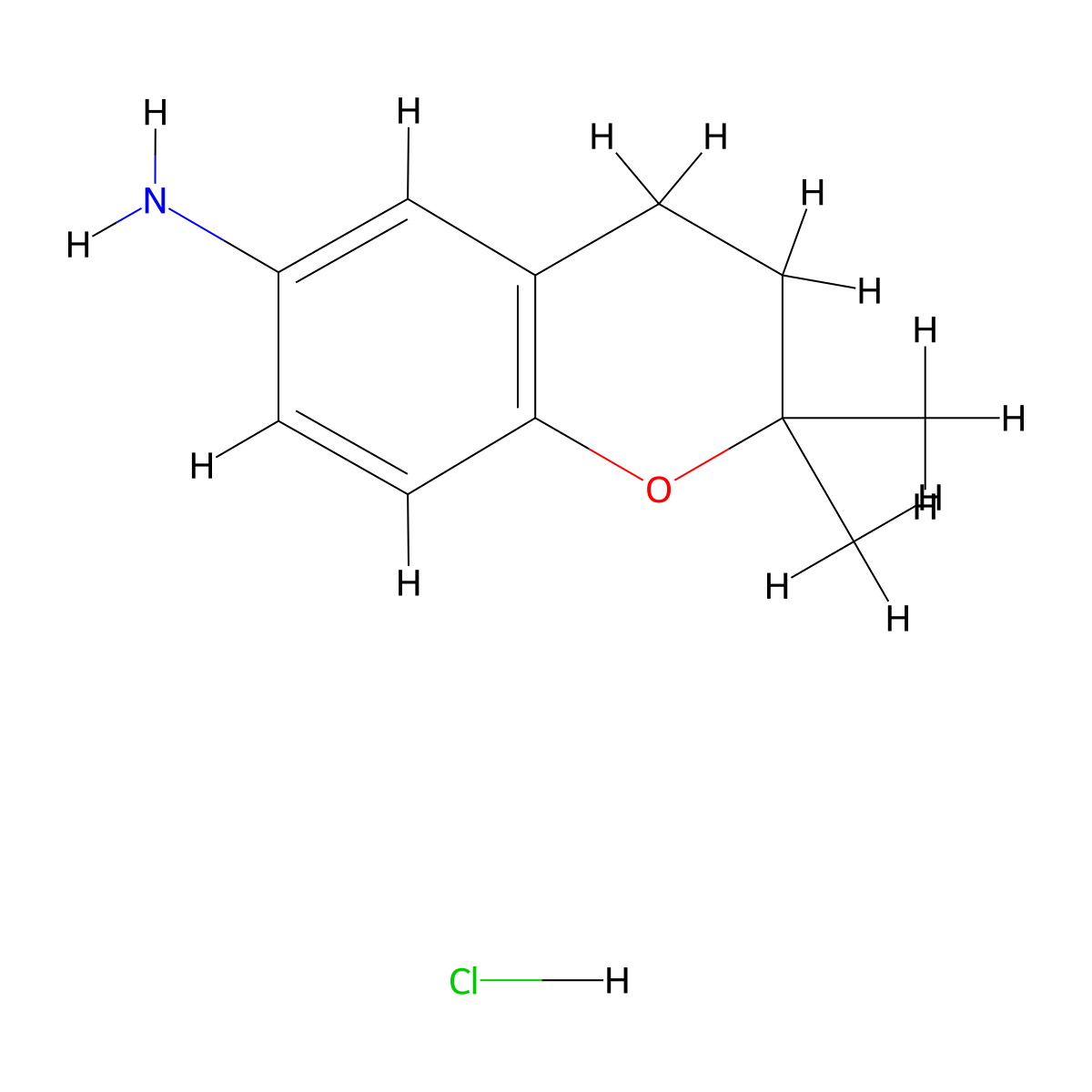 2,2-dimethyl-3,4-dihydro-2H-1-benzopyran-6-amine hydrochloride molecular structure, CAS 1955520-04-3