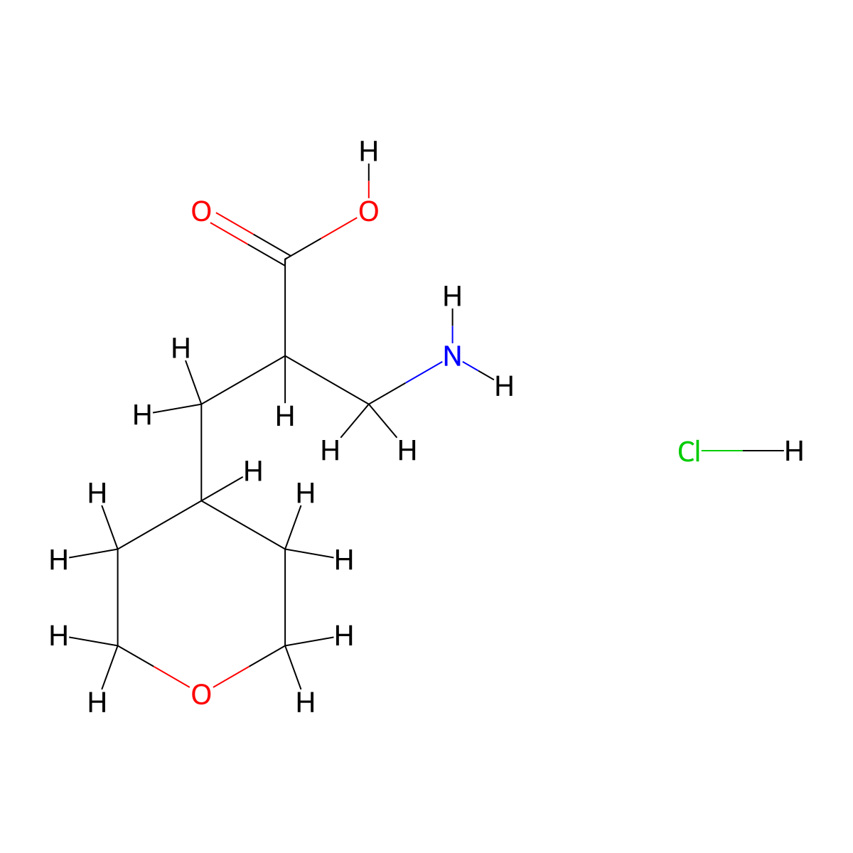 3-Amino-2-[(oxan-4-yl)methyl]propanoic acid hydrochloride molecular structure, CAS 1955520-06-5