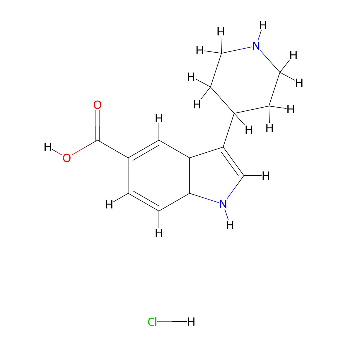 3-(piperidin-4-yl)-1H-indole-5-carboxylic acid hydrochloride molecular structure, CAS 1955520-10-1