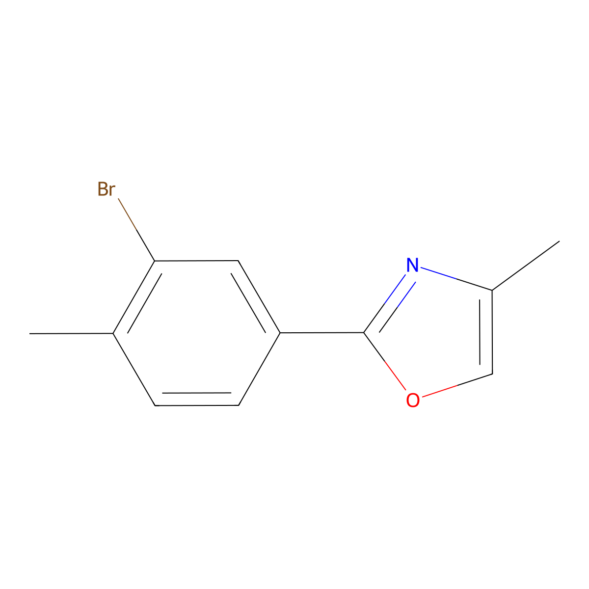 2-(3-Bromo-4-methylphenyl)-4-methyl-1,3-oxazole molecular structure, CAS 1955520-18-9