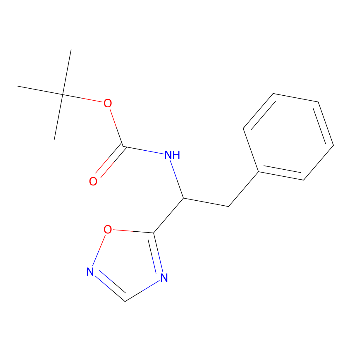 tert-butyl N-[1-(1,2,4-oxadiazol-5-yl)-2-phenylethyl]carbamate molecular structure, CAS 1955520-41-8