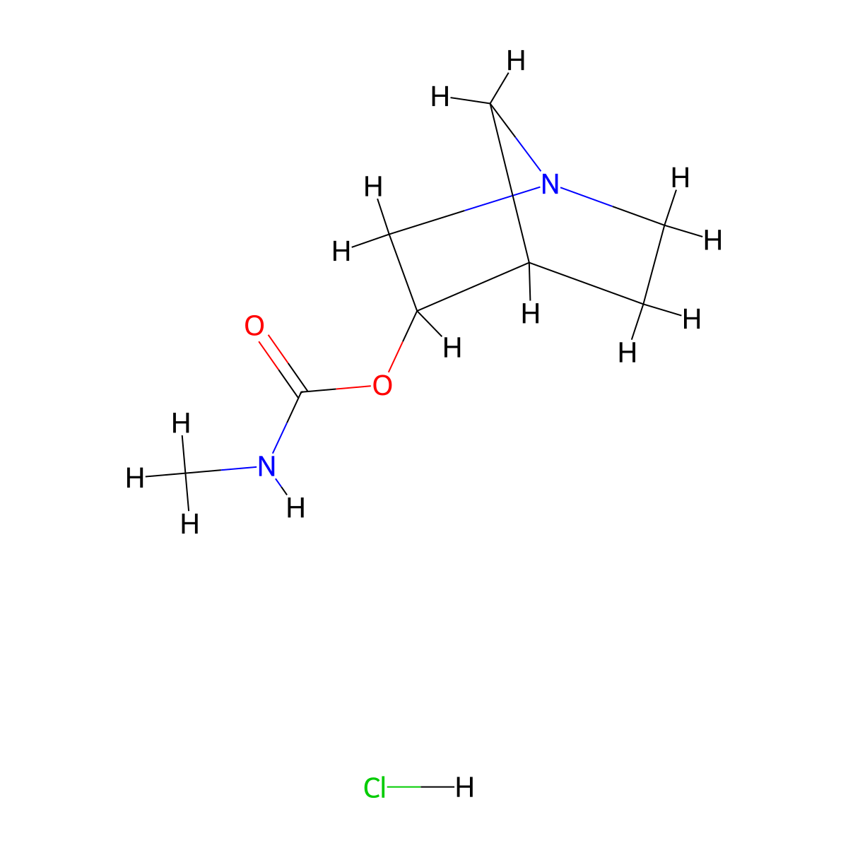 1-azabicyclo[2.2.1]heptan-3-yl N-methylcarbamate hydrochloride molecular structure, CAS 1955520-44-1