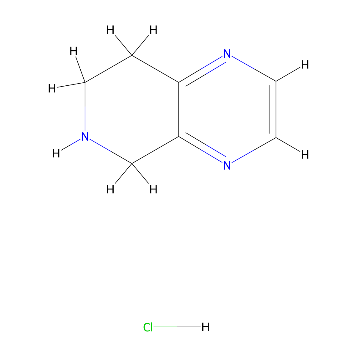 5,6,7,8-Tetrahydropyrido[3,4-b]pyrazine hydrochloride molecular structure, CAS 1955520-74-7