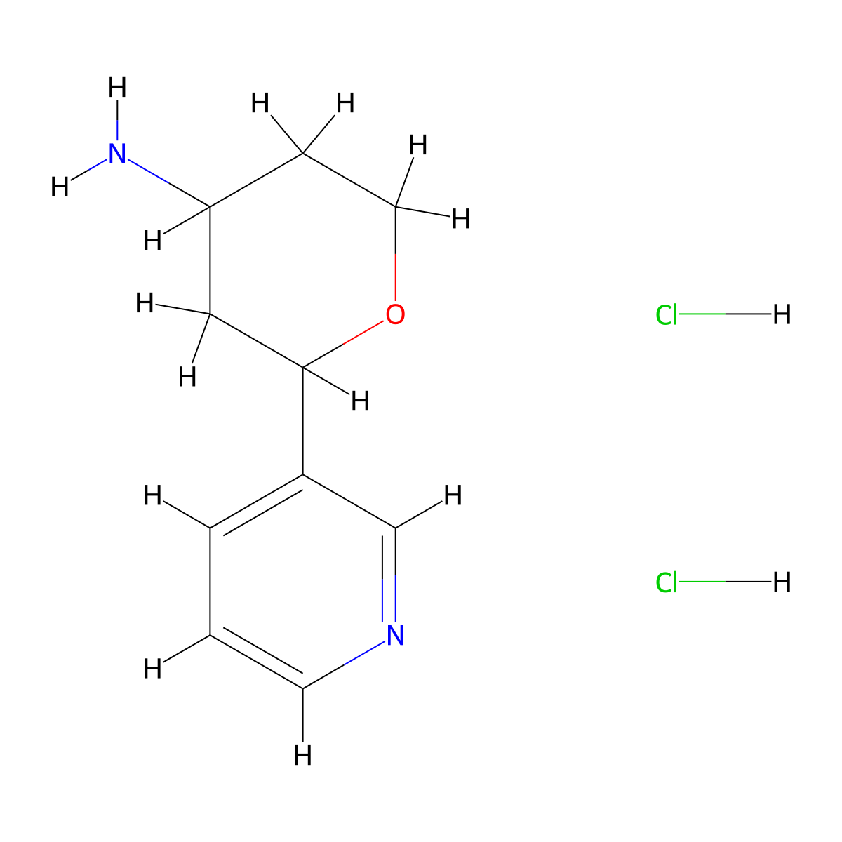 2-(Pyridin-3-yl)oxan-4-amine dihydrochloride molecular structure, CAS 1955520-85-0