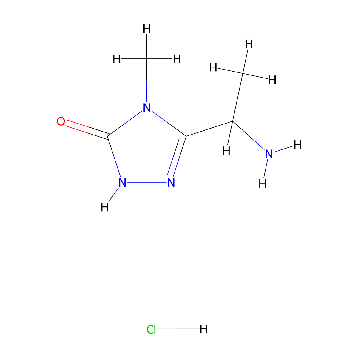 3-(1-aminoethyl)-4-methyl-4,5-dihydro-1H-1,2,4-triazol-5-one hydrochloride molecular structure, CAS 1955520-92-9