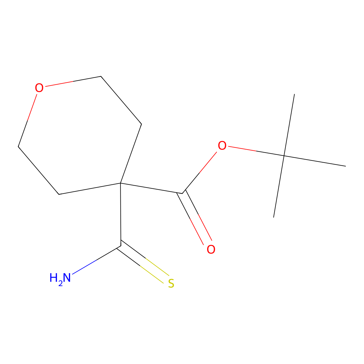 Tert-butyl 4-carbamothioyloxane-4-carboxylate molecular structure, CAS 1955520-94-1