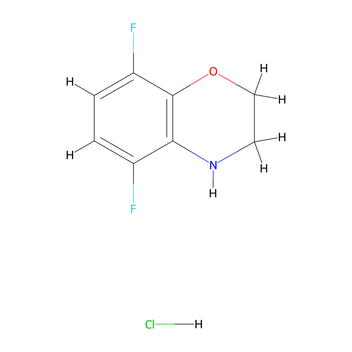 5,8-difluoro-3,4-dihydro-2H-1,4-benzoxazine hydrochloride molecular structure, CAS 1955522-63-0