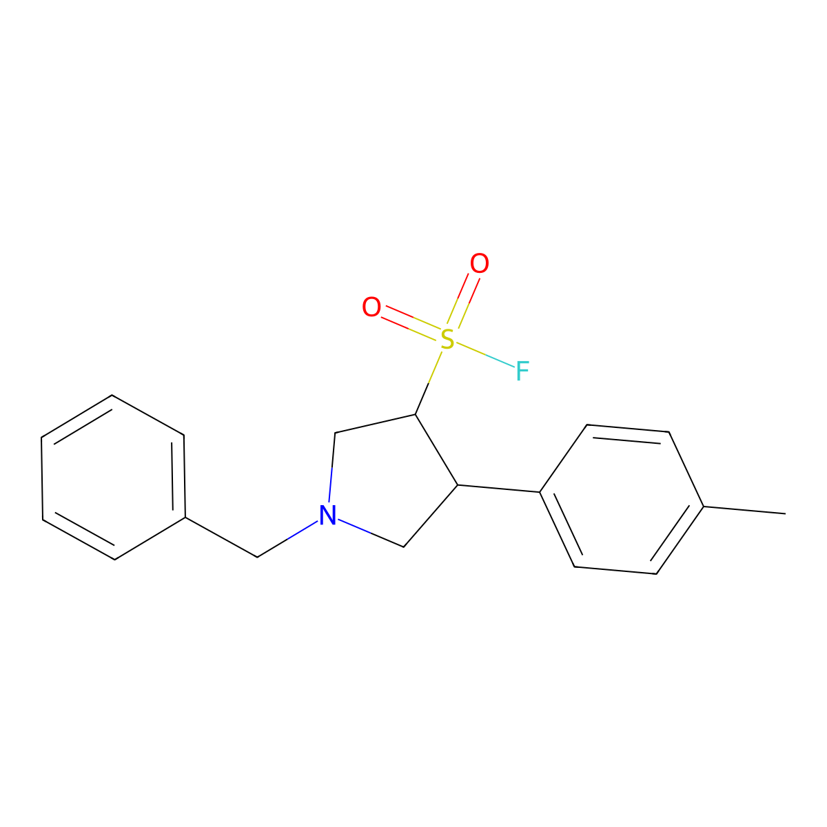 rac-(3R,4S)-1-benzyl-4-(4-methylphenyl)pyrrolidine-3-sulfonyl fluoride molecular structure, CAS 1955522-93-6