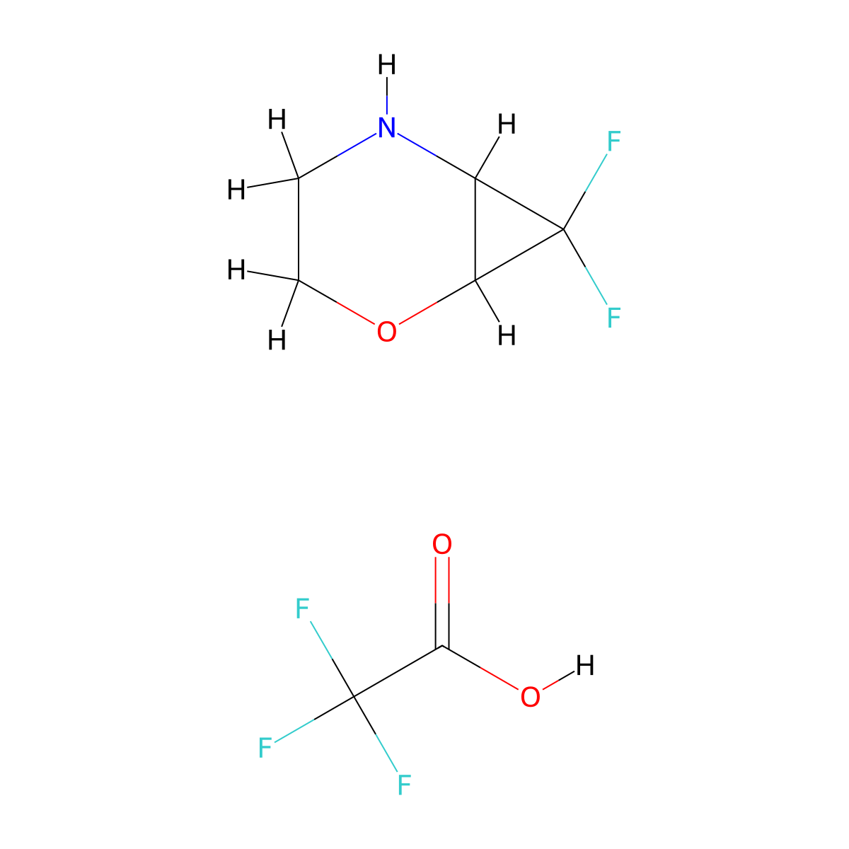 7,7-Difluoro-2-oxa-5-azabicyclo[4.1.0]heptane trifluoroacetate molecular structure, CAS 1955523-08-6