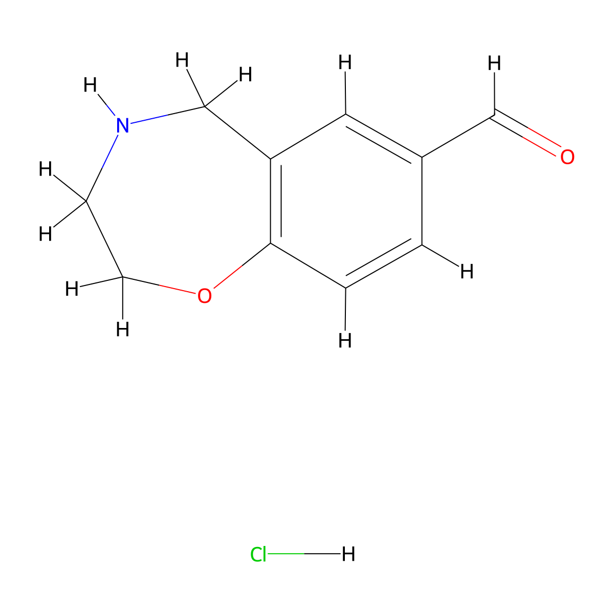 2,3,4,5-Tetrahydro-1,4-benzoxazepine-7-carbaldehyde hydrochloride molecular structure, CAS 1955523-14-4