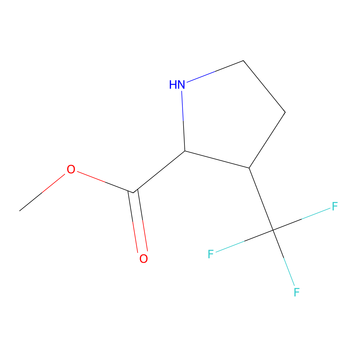 rac-methyl (2R,3R)-3-(trifluoromethyl)pyrrolidine-2-carboxylate molecular structure, CAS 1955523-18-8