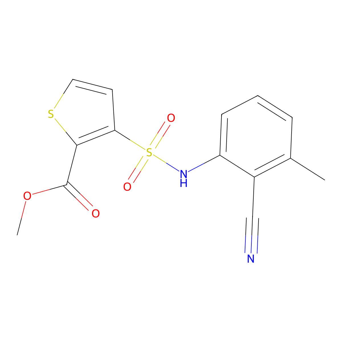 Methyl 3-[(2-cyano-3-methylphenyl)sulfamoyl]thiophene-2-carboxylate molecular structure, CAS 1955523-22-4