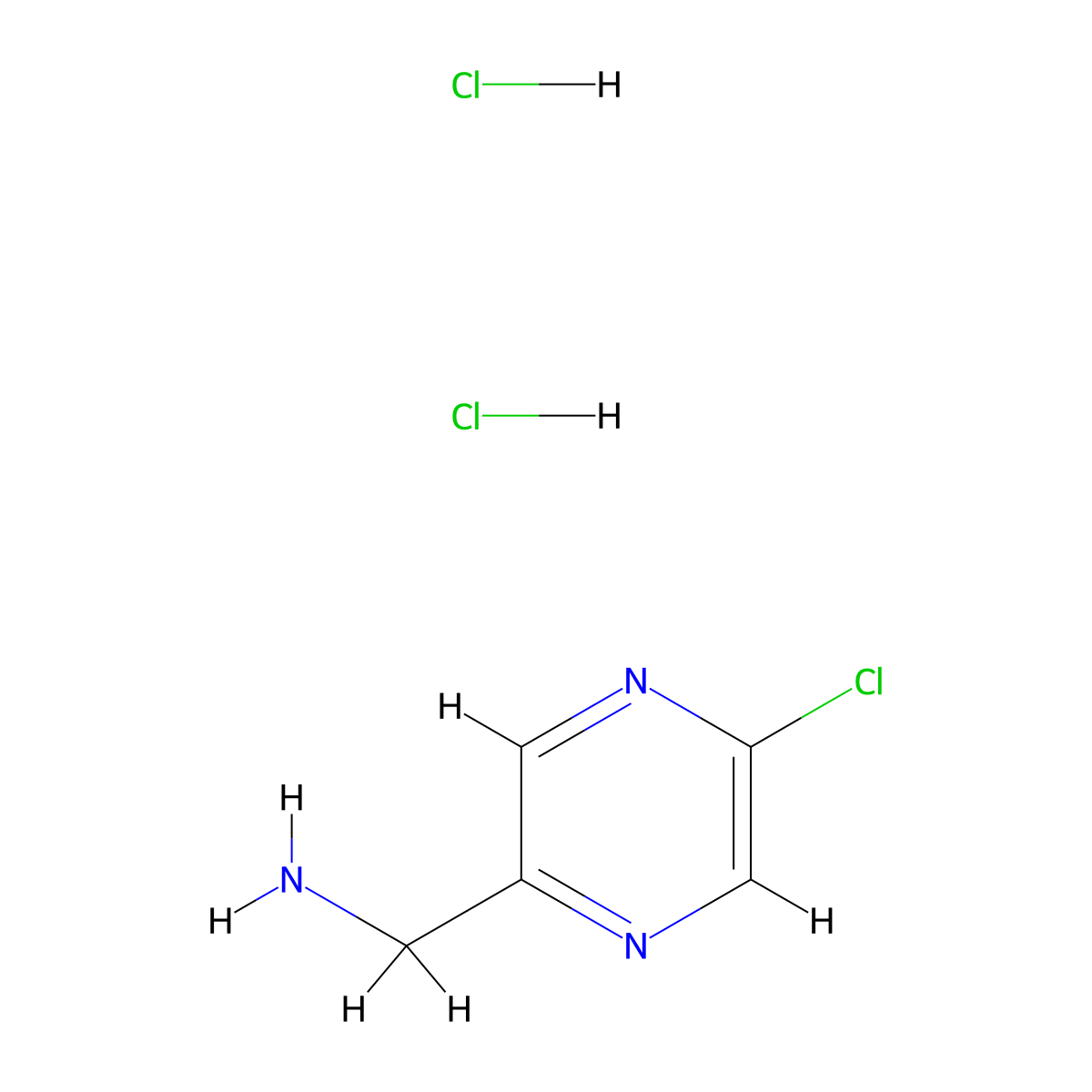 (5-Chloropyrazin-2-yl)methanamine dihydrochloride molecular structure, CAS 1955523-26-8
