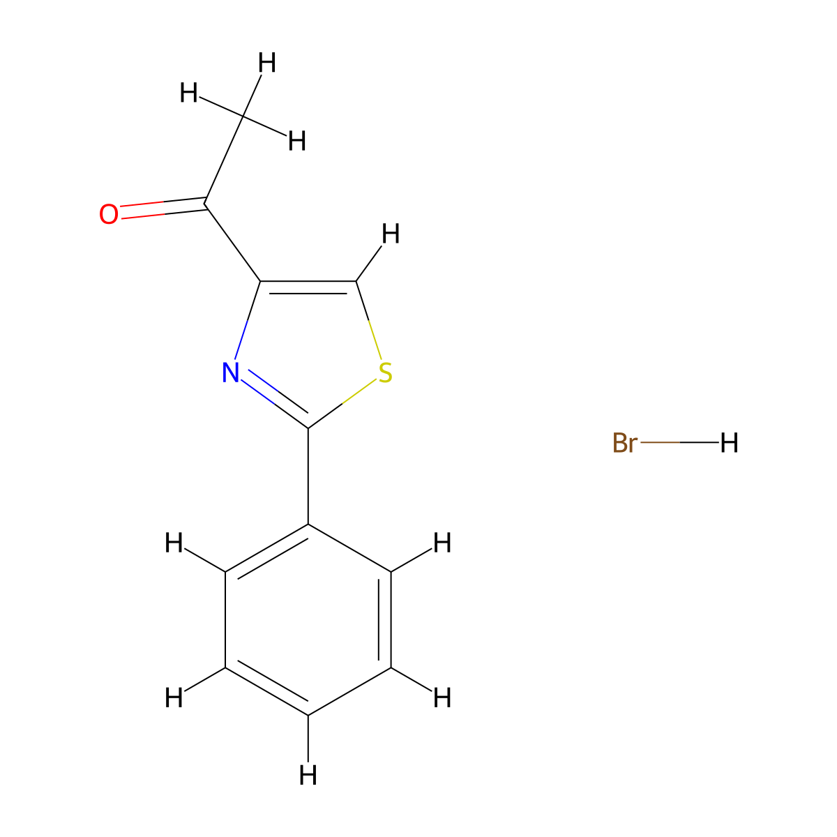 1-(2-Phenyl-1,3-thiazol-4-yl)ethan-1-one hydrobromide molecular structure, CAS 1955523-30-4