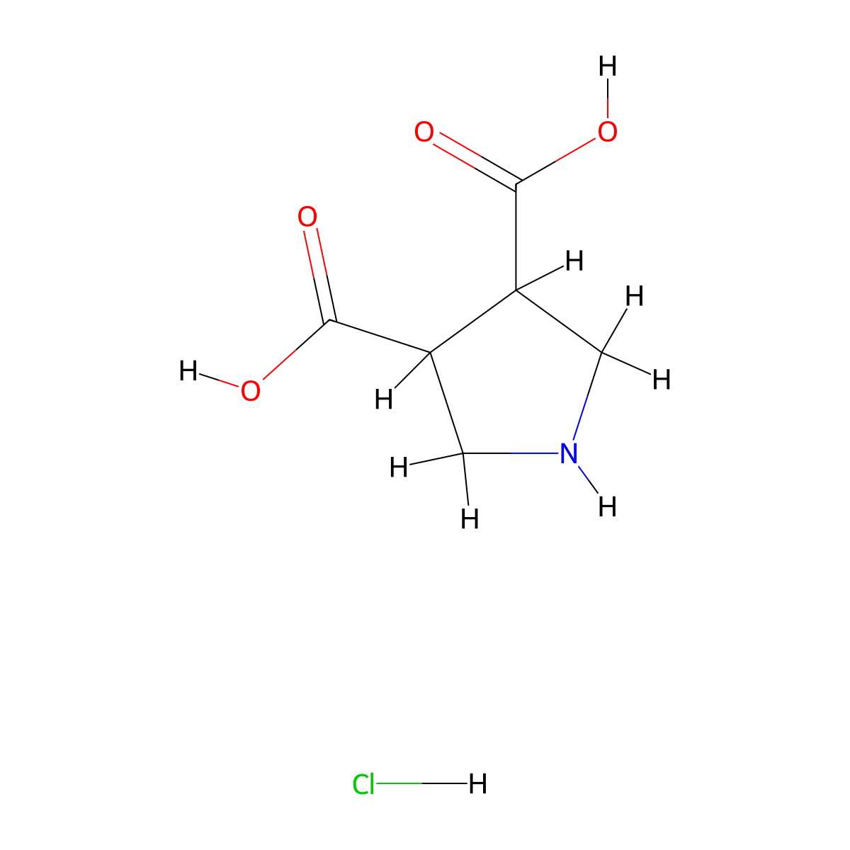 Pyrrolidine-3,4-dicarboxylic acid hydrochloride molecular structure, CAS 1955523-43-9