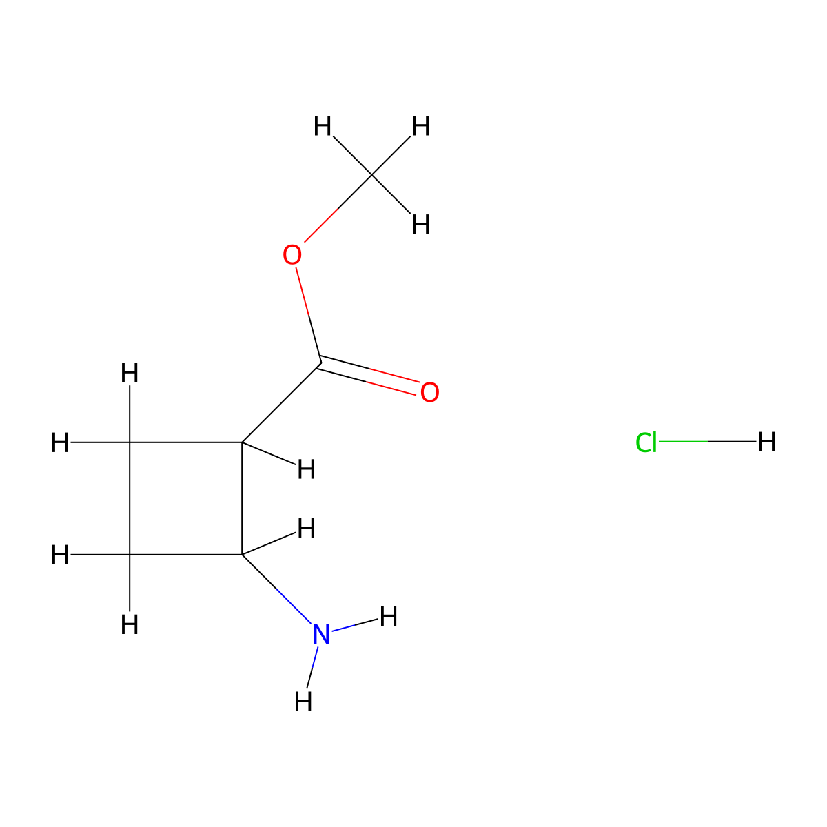 Methyl 2-aminocyclobutane-1-carboxylate hydrochloride molecular structure, CAS 1955523-47-3