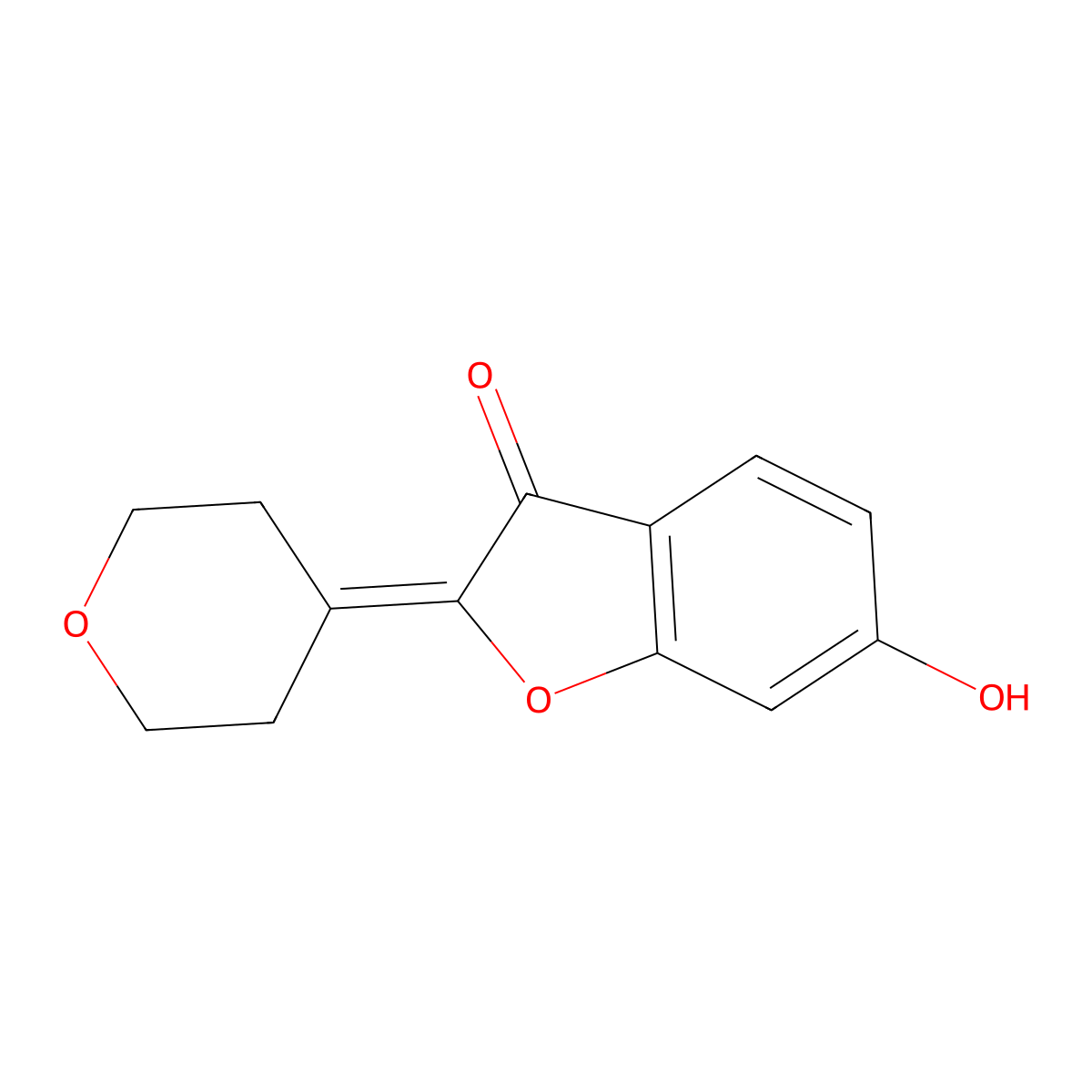 6-hydroxy-2-(tetrahydro-4H-pyran-4-ylidene)-1-benzofuran-3(2H)-one molecular structure, CAS 1955523-48-4